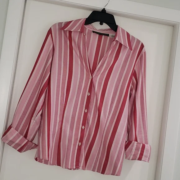 Harve Benard Tops | Harve Benard Button Down Blouse Red and White Striped | Color: Red/White | Size: L | Tracybscloset's Closet